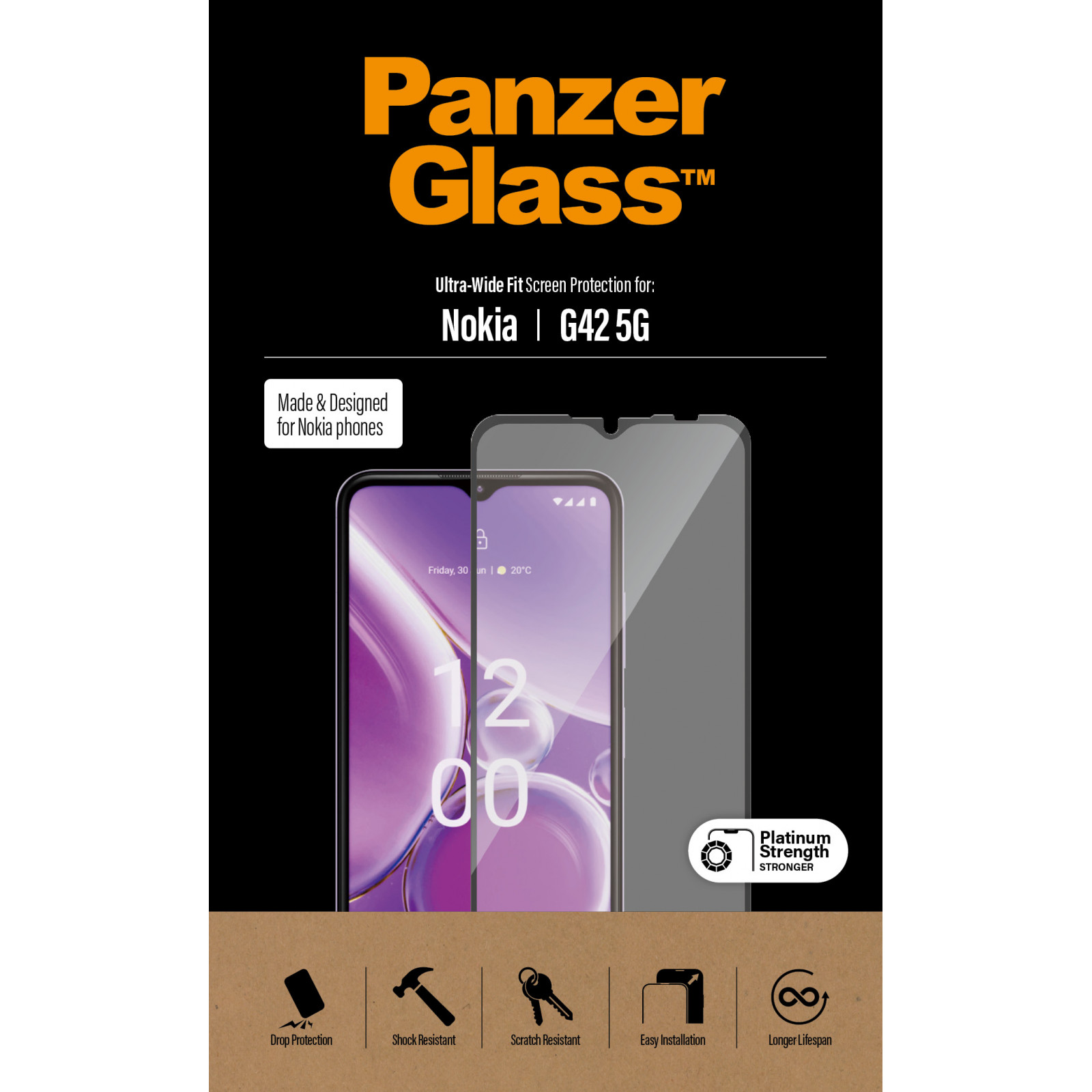 Стъклен протектор PanzerGlass за Nokia G42 5G CaseFriendly - Черен