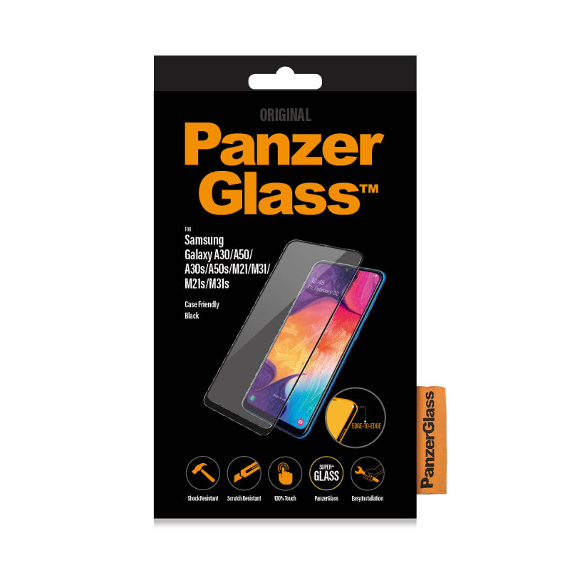 Стъклен протектор PanzerGlass за Samsung Galaxy A50/A30s/A50s CaseFriendly -Черен