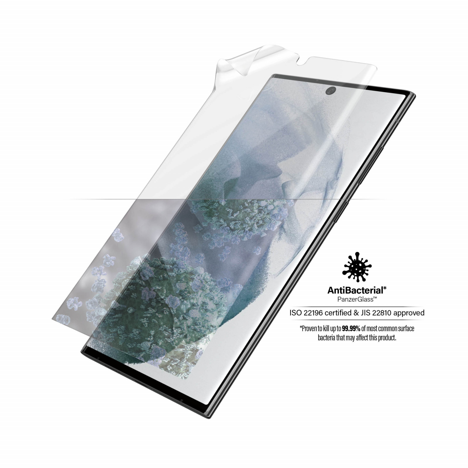 Фолио TPU PanzerGlass за Samsung Galaxy S22 Ultra FingerPrint, CaseFriendly, AntiBacterial - Черен