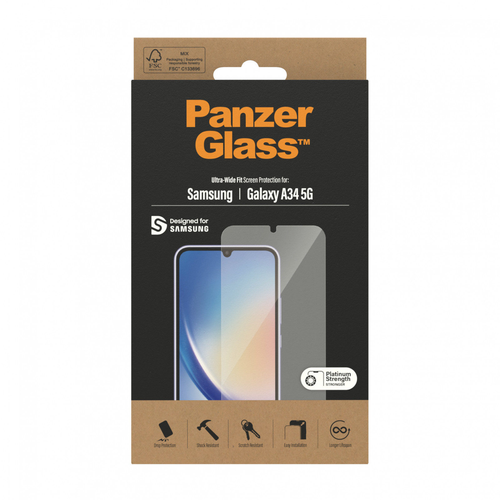 Стъклен протектор PanzerGlass за Samsung Galaxy A34 5G UWF - Черен