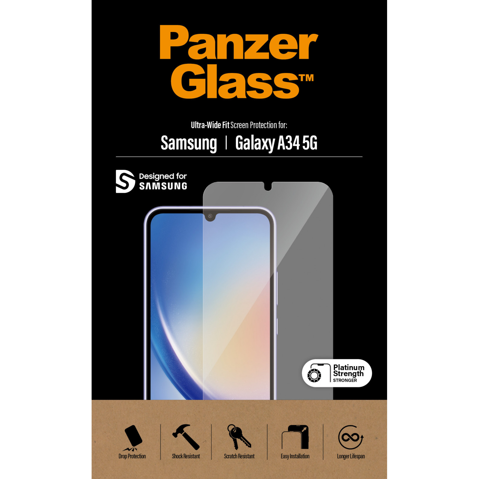 Стъклен протектор PanzerGlass за Samsung Galaxy A34 5G UWF - Черен