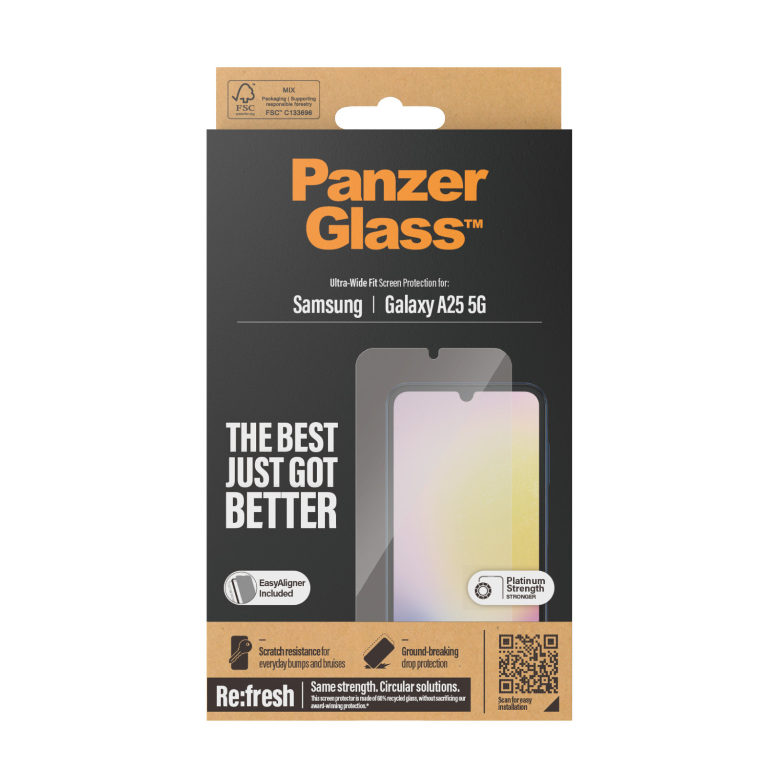 Стъклен протектор PanzerGlass за Samsung Galaxy A25 5G, Recycled, UWF, Черен