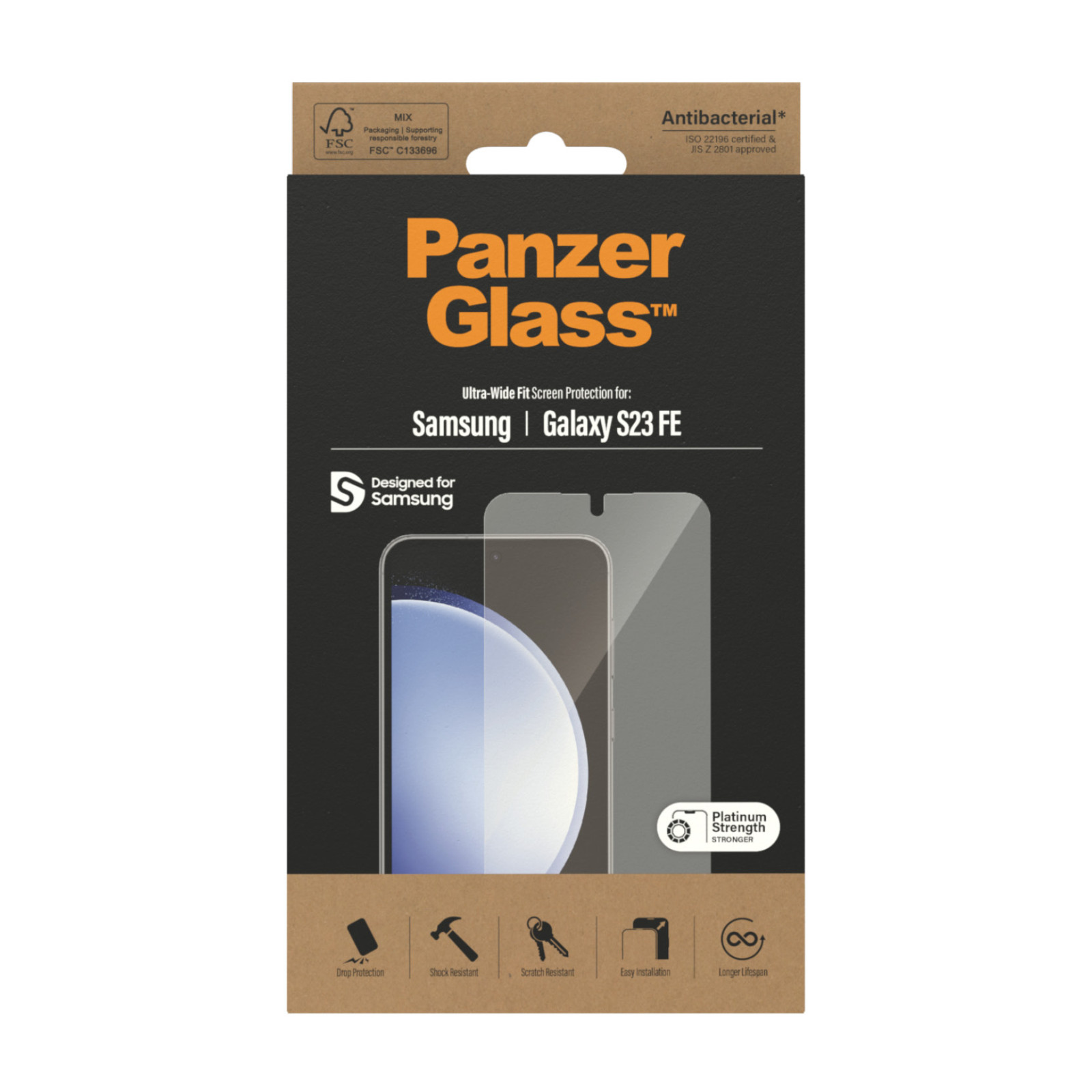 Стъклен протектор PanzerGlass  за Samsung Galaxy S23 FE, CaseFriendly, AB, Черен