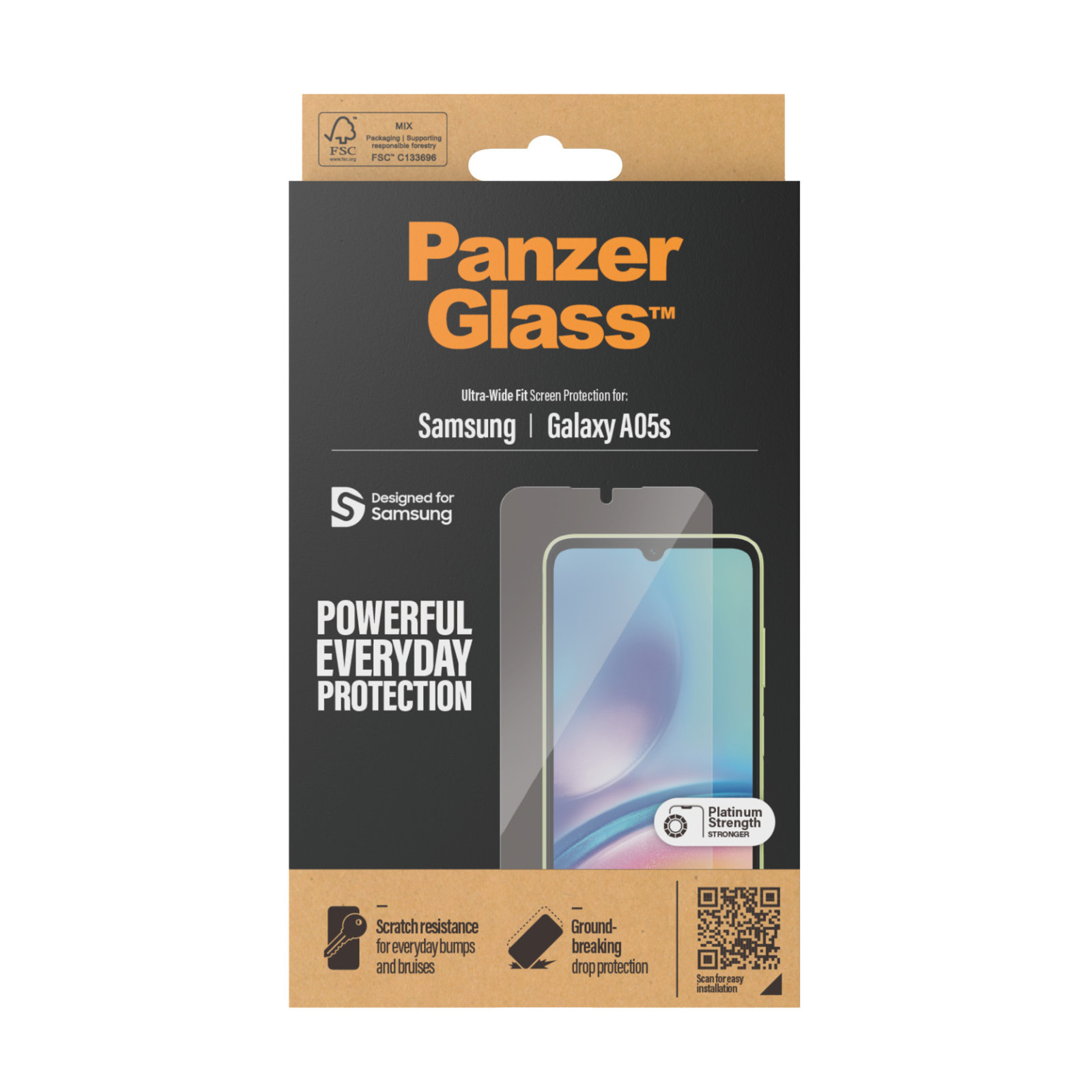 Стъклен протектор PanzerGlass за Samsung Galaxy A05s, CaseFriendly,  Черен