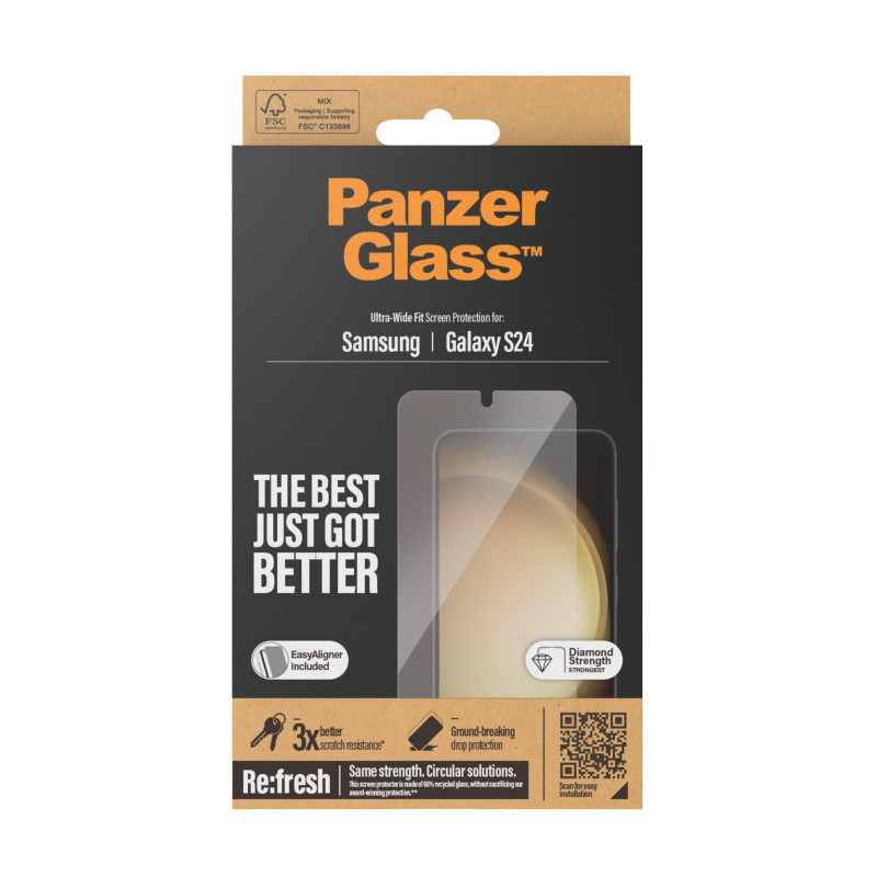 Стъклен протектор PanzerGlass за Samsung Galaxy S24, UWF, Черен