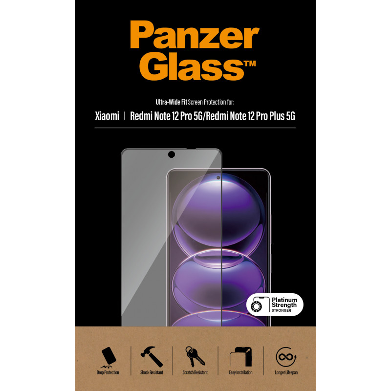Стъклен протектор PanzerGlass за Xiaomi Redmi Note 12 Pro/12 Pro Plus/ Poco X5 Pro, UWF - Черен