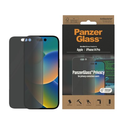 Стъклен протектор PanzerGlass за Apple iPhone 14 Pro, UWF, Privacy, Antibacterial - Черен