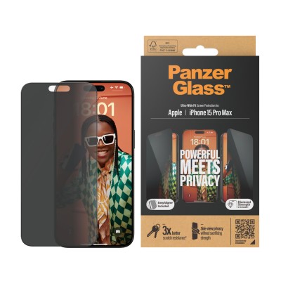 Стъклен протектор PanzerGlass за Apple iPhone 15 Pro Max UWF Privacy wA