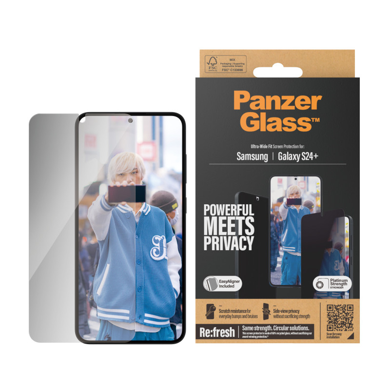 Стъклен протектор PanzerGlass за Samsung Galaxy S24 Plus,  Privacy, UWF, Черен