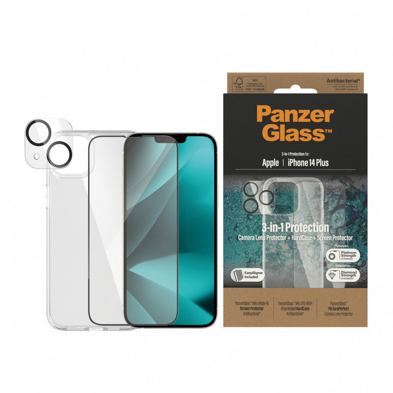 Стъклен протектор PanzerGlass iPhone 14 Plus Bundl...