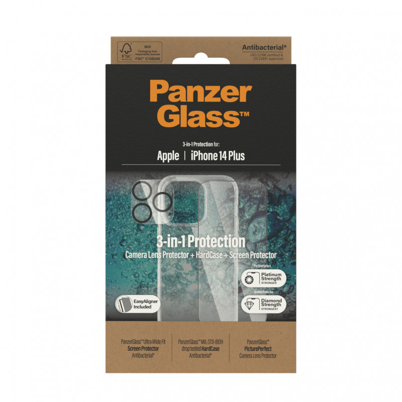 Стъклен протектор PanzerGlass iPhone 14 Plus Bundle (UWF screen protector, HardCase, протектор за камераt)