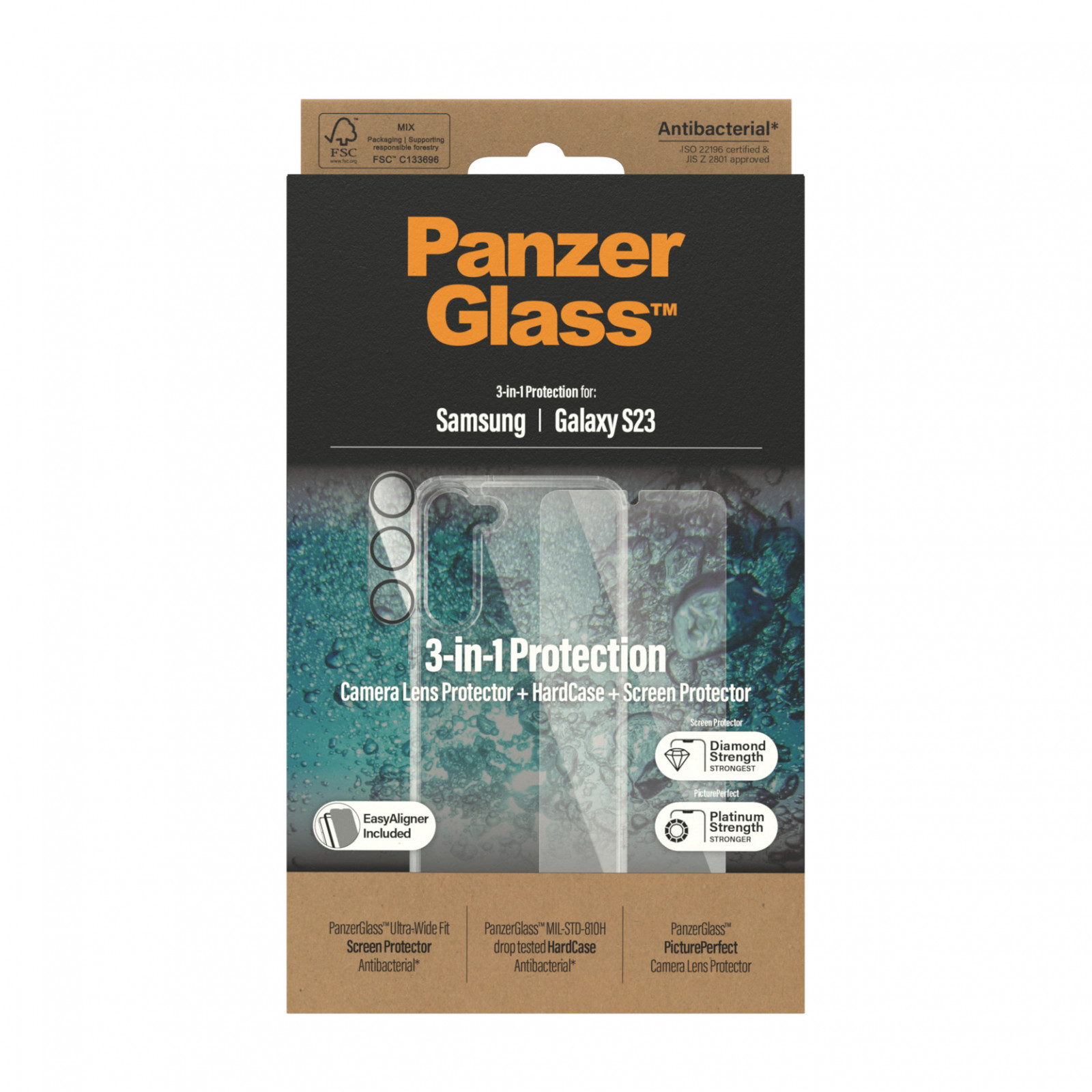 Стъклен протектор PanzerGlass за Samsung S23  Bundle (UWF screen protector, HardCase, протектор за камера)
