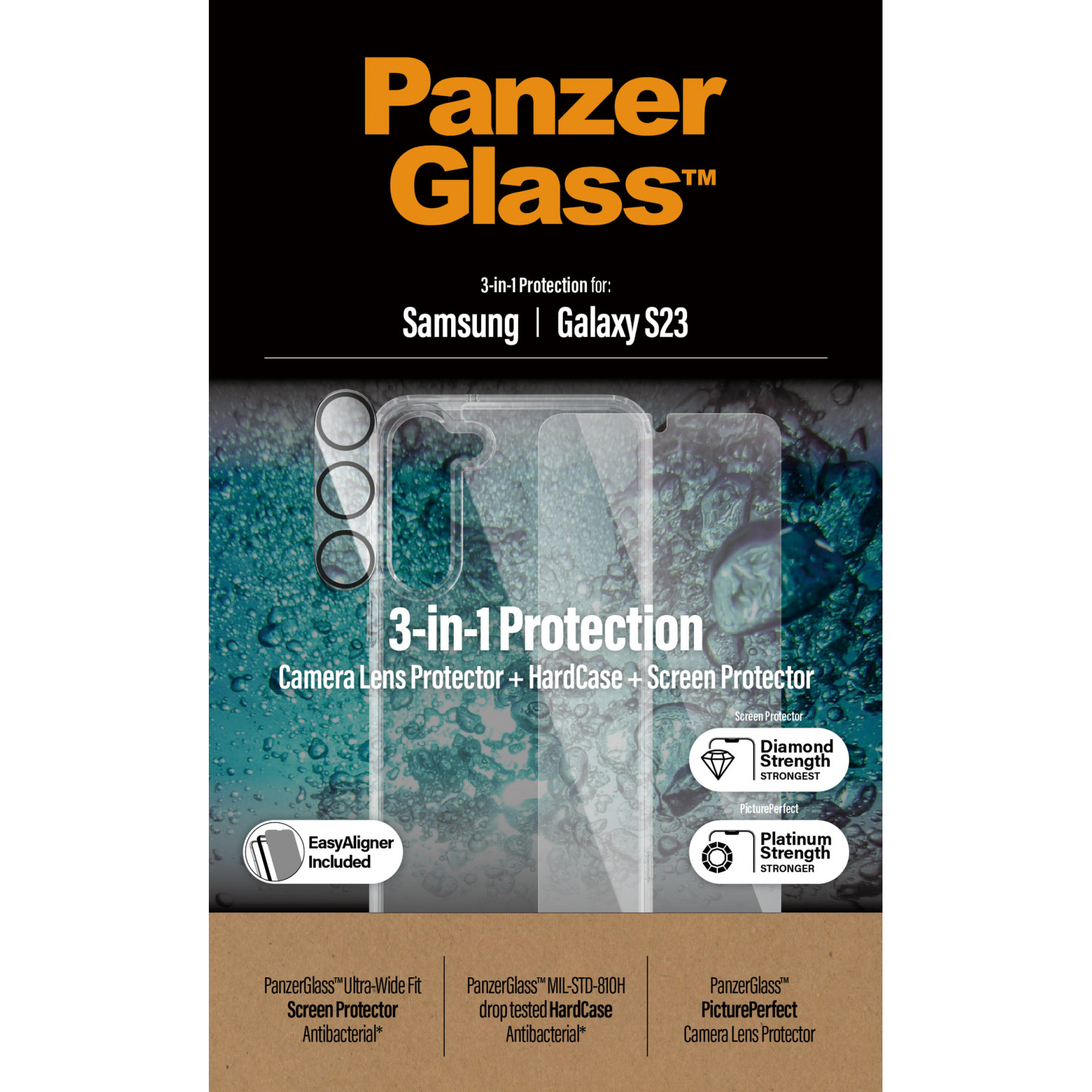Стъклен протектор PanzerGlass за Samsung S23  Bundle (UWF screen protector, HardCase, протектор за камера)