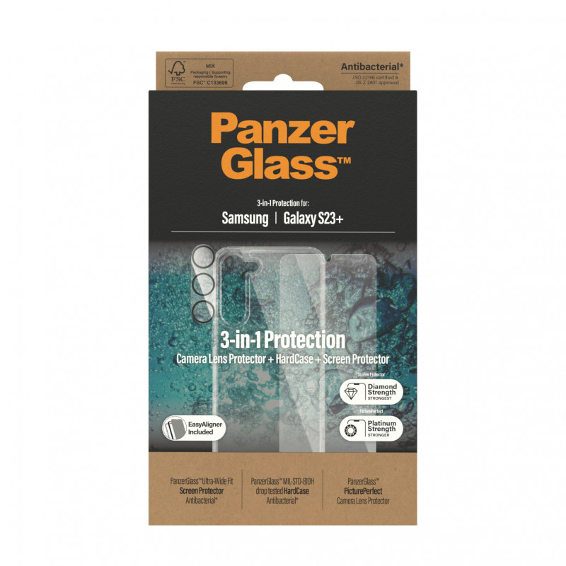 Стъклен протектор PanzerGlass за Samsung S23 Plus  Bundle (UWF screen protector, HardCase, протектор за камера)