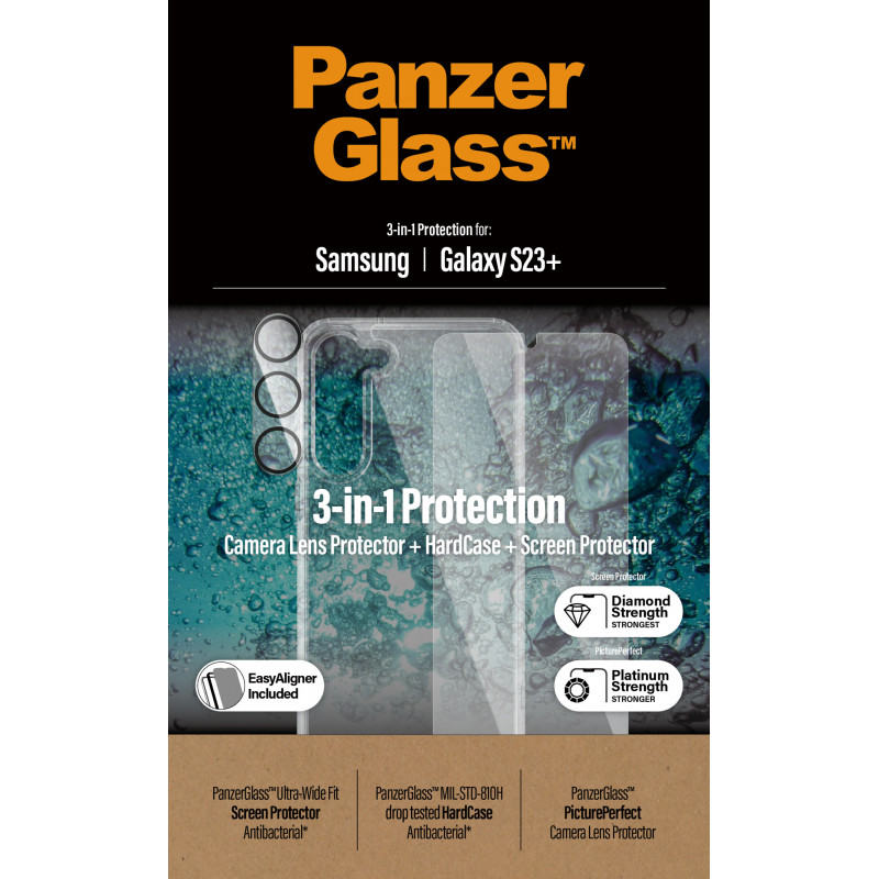 Стъклен протектор PanzerGlass за Samsung S23 Plus  Bundle (UWF screen protector, HardCase, протектор за камера)