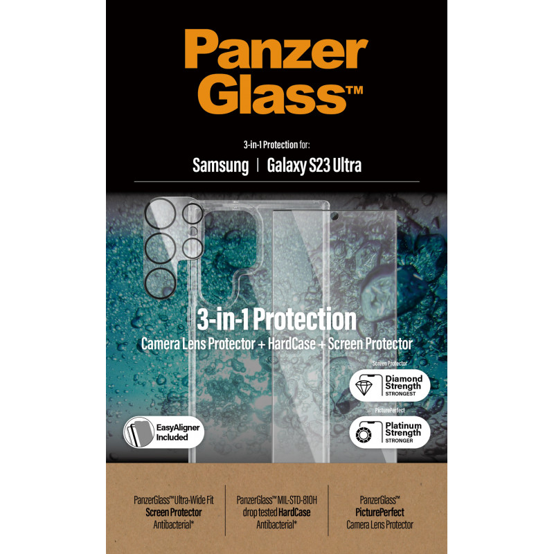 Стъклен протектор PanzerGlass за Samsung S23 Ultra Bundle (UWF screen protector, HardCase, протектор за камера)