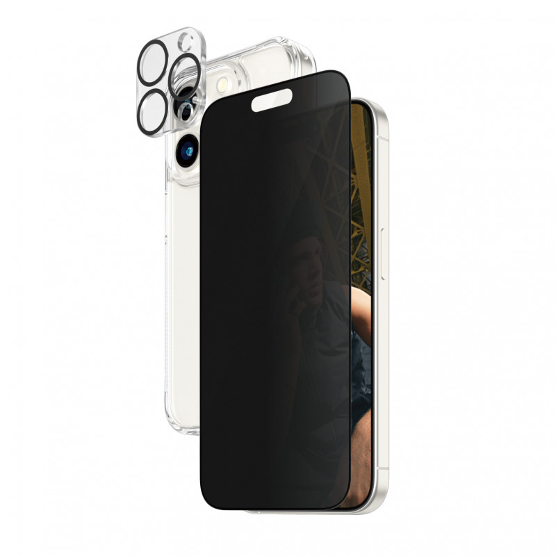 Стъклен протектор PanzerGlass за Apple iPhone 15 Pro, 3 в 1, UWF, Privacy Bundle, UWF Privacy screen protector, HardCase, протектор за камера