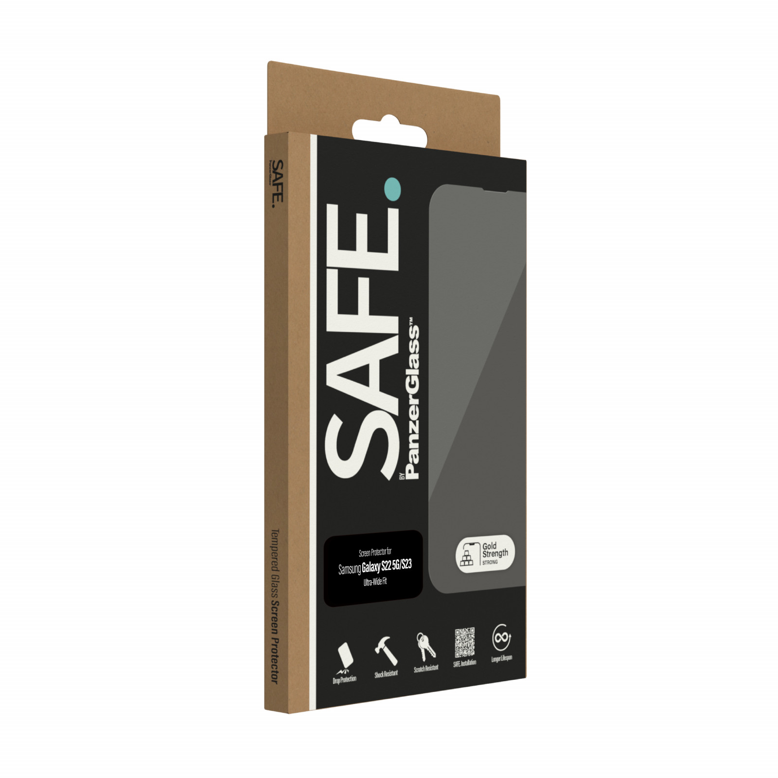 Стъклен протектор Safe за Samsung Galaxy S22. S23, FingerPrint, CaseFriendly, Черен