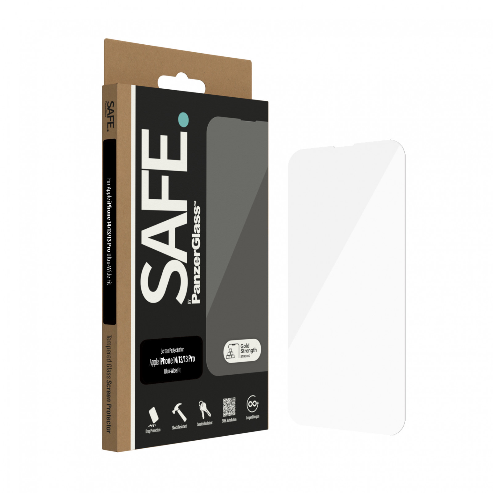 Стъклен протектор Safe за Apple  iPhone14/13/13 Pro,UWF- Черен
