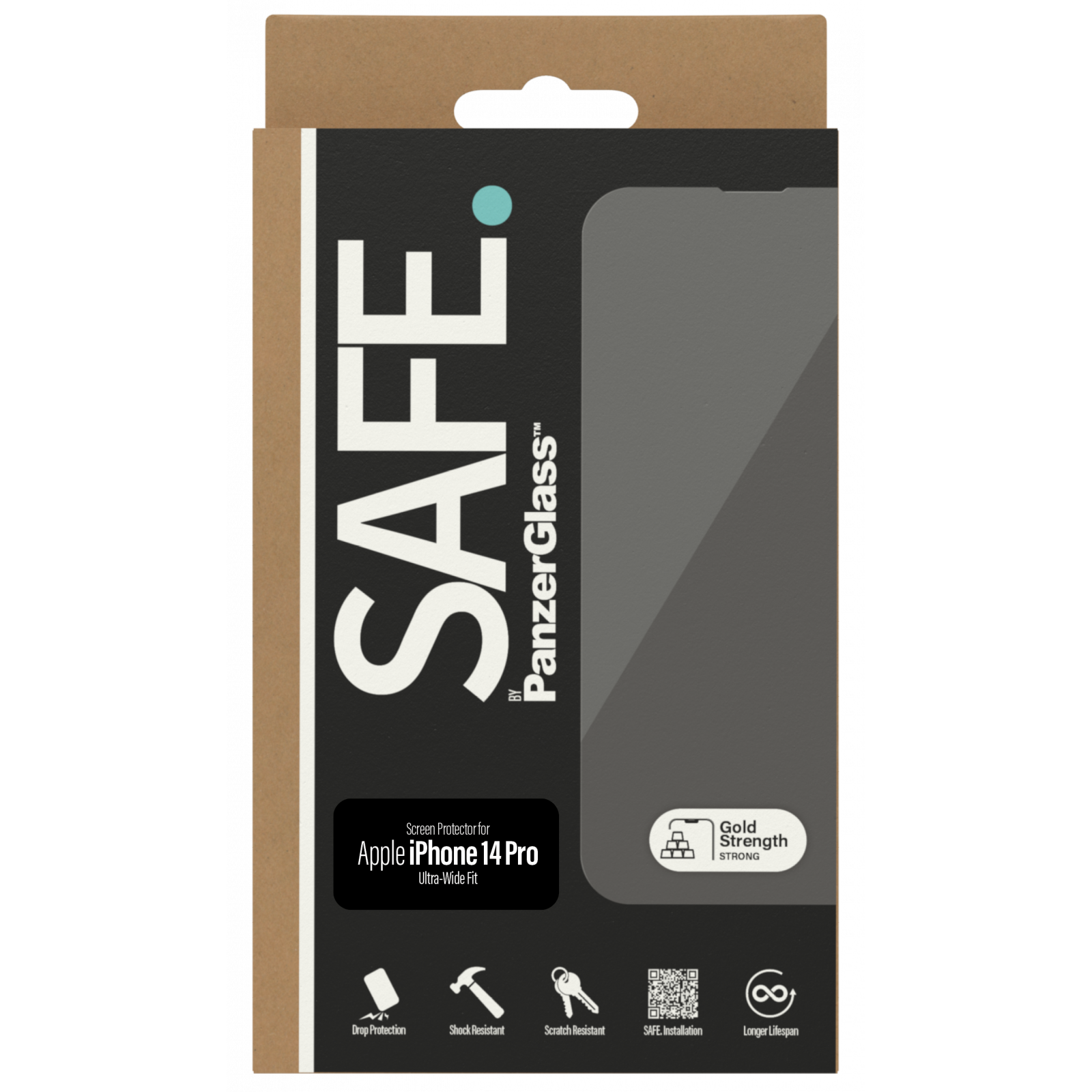 Стъклен протектор Safe за Apple  iPhone 14 Pro, UWF- Черен