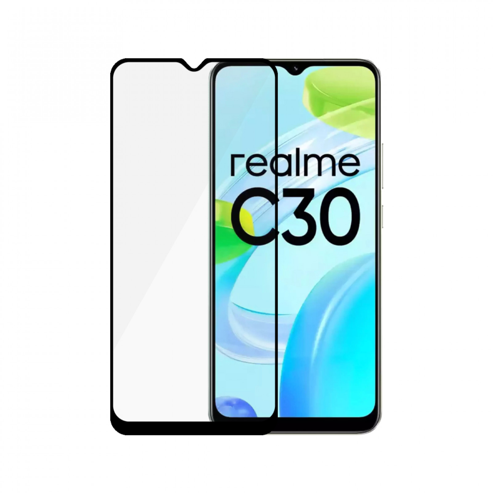 Стъклен протектор Safe за Realme C30, Casefriendly - Черен
