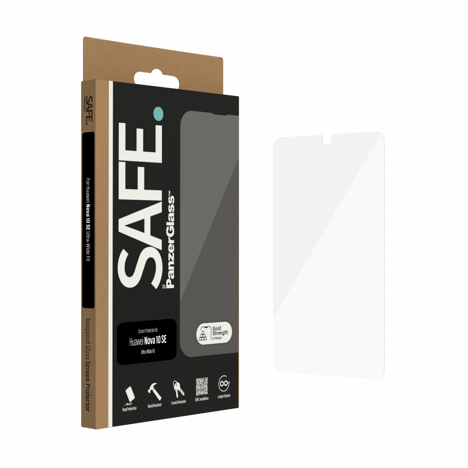 Стъклен протектор Safe за Huawei Nova 10 SE, UWF - Черен
