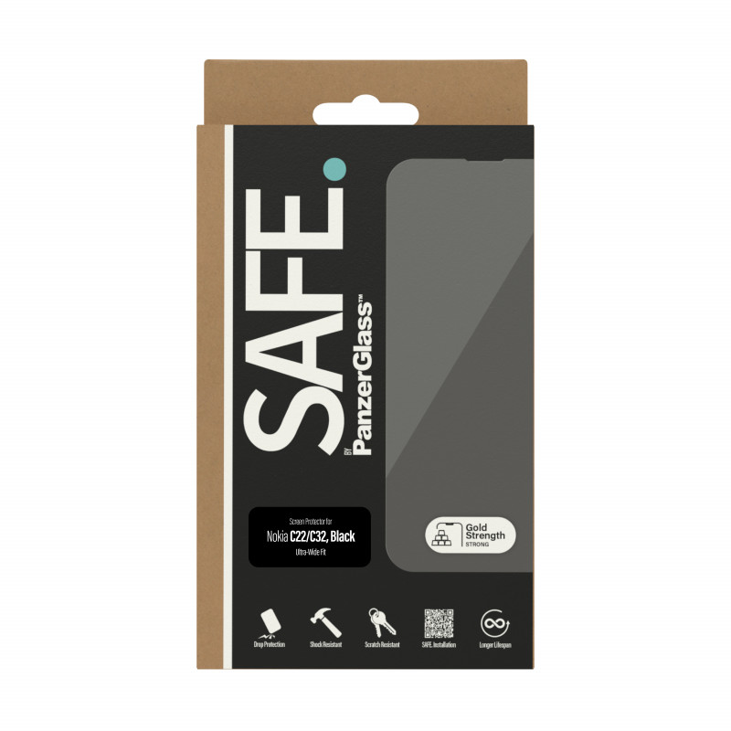 Стъклен протектор Safe за NokiaC22/C32 UWF - Черен