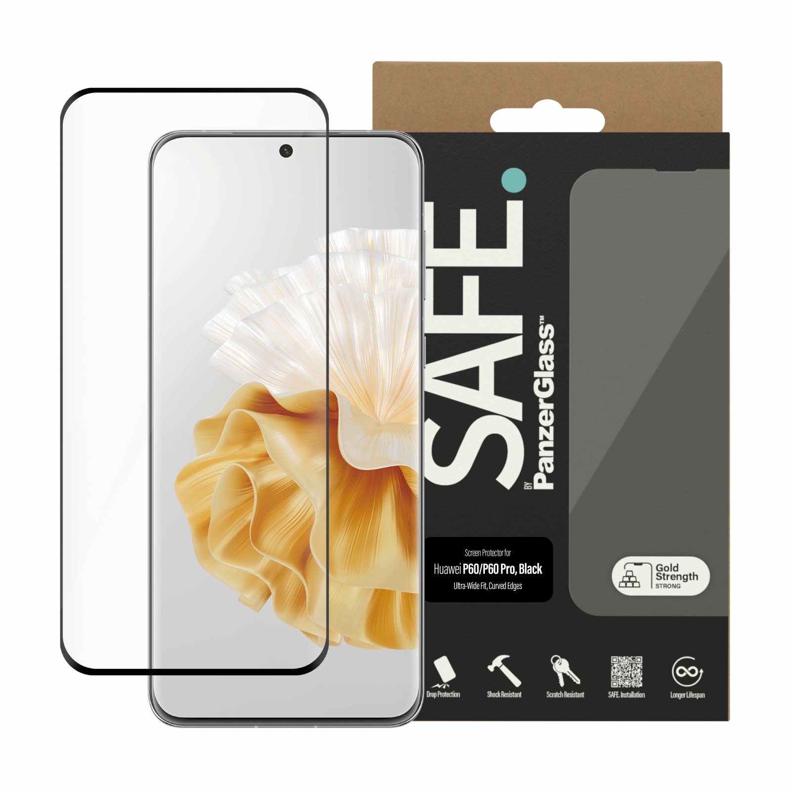 Стъклен протектор Safe за Huawei P60 Pro, UWF - Черен