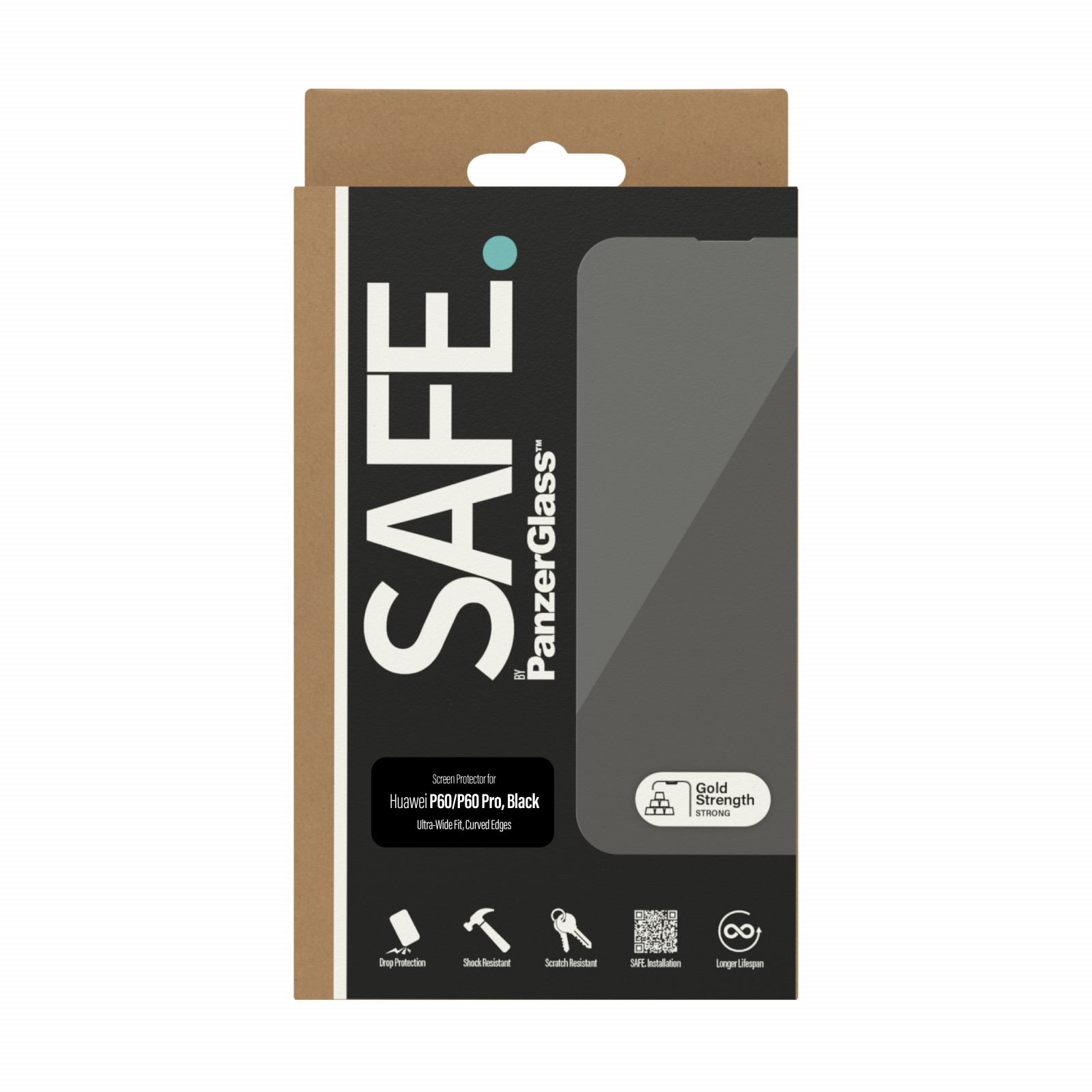 Стъклен протектор Safe за Huawei P60 Pro, UWF - Черен