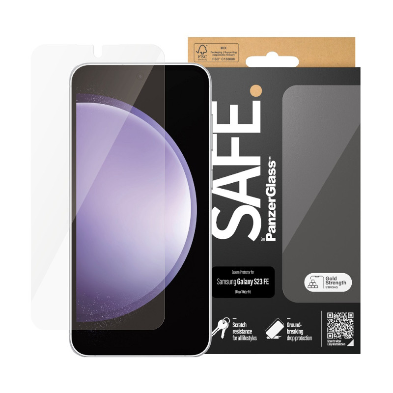 Стъклен протектор Safe за Samsung S23 FE, CaseFriendly, Черен