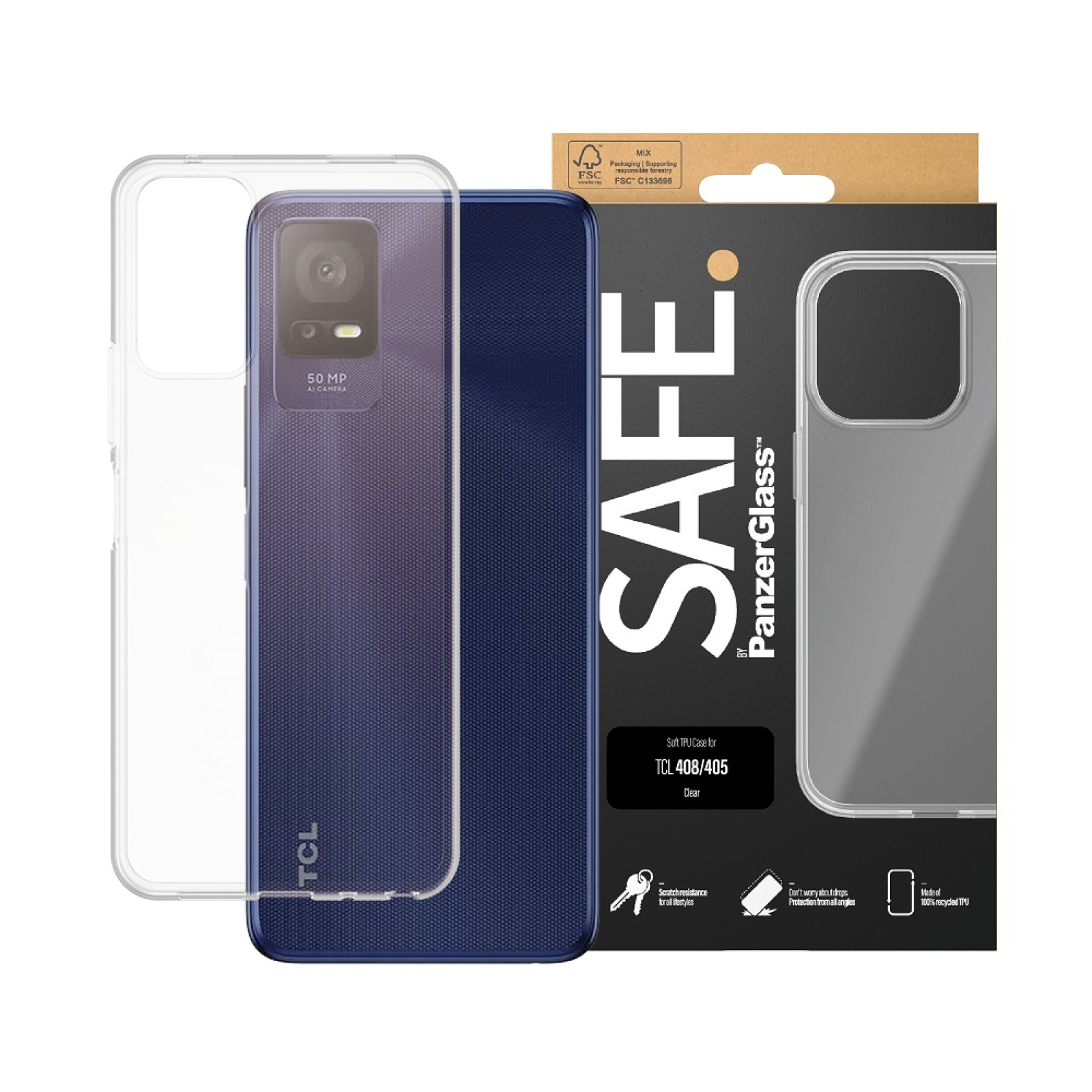 Гръб Safe Case за TCL 408 4/64GB  - Прозрачен