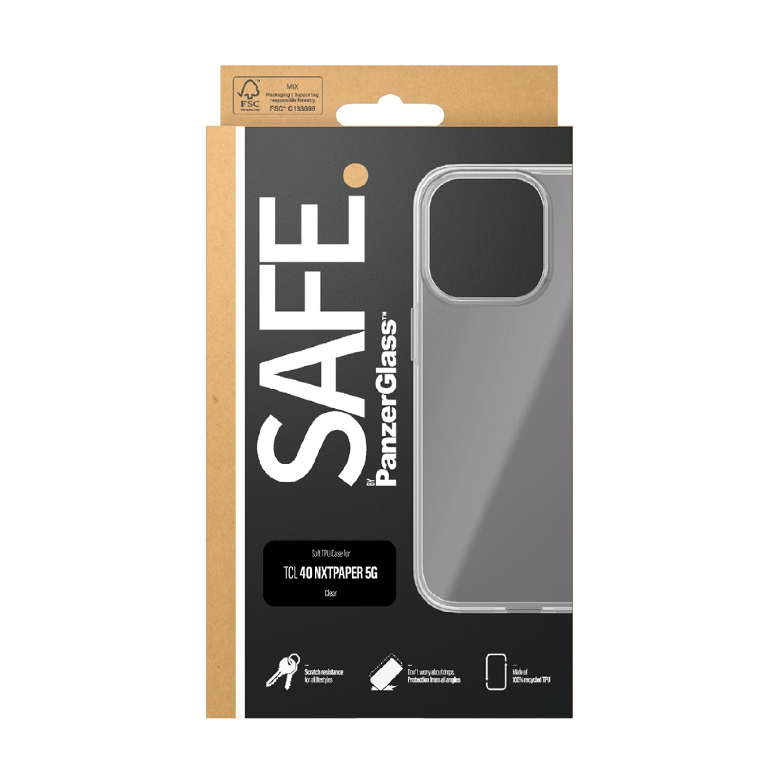 Гръб Safe  за TCL 40 Nxtpaper 5G, TPU, Прозрачен