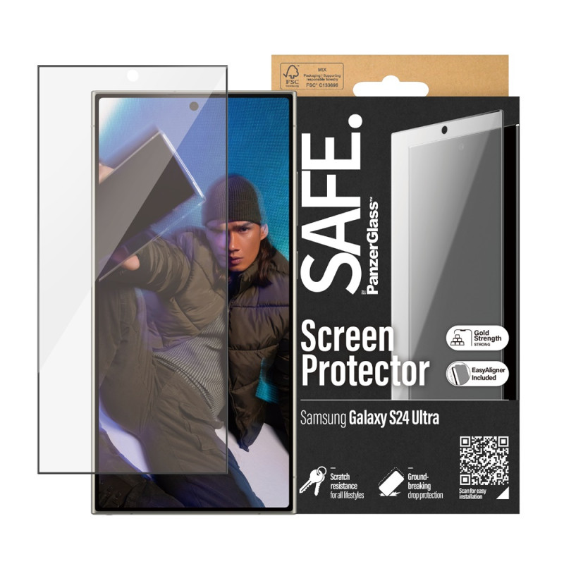 Стъклен протектор Safe за Samsung Galaxy S24 Ultra, Recycled Glass, UWF, Черен