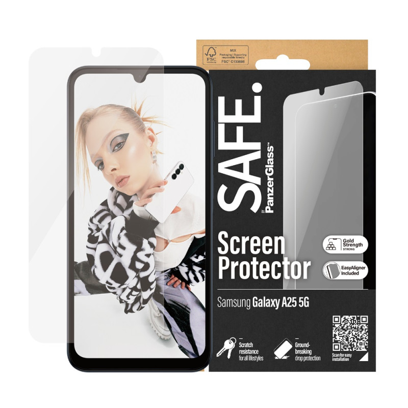 Стъклен протектор Safe за Samsung Galaxy A25 5G, UWF, Черен
