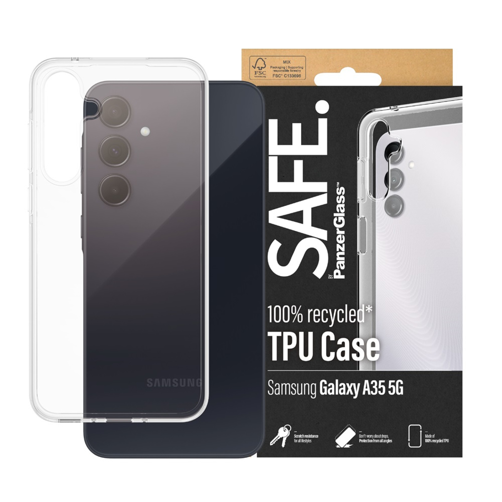 Гръб Safe за Samsung Galaxy A35 5 G, TPU, Прозрачен