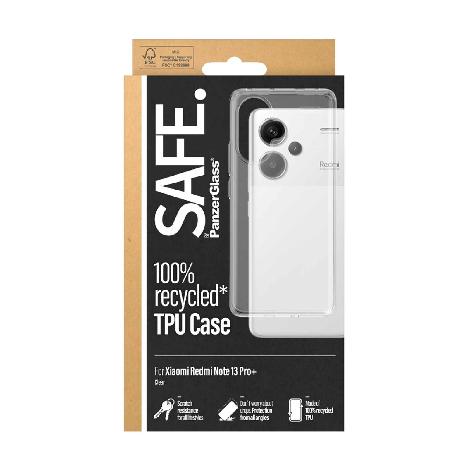 Гръб Safe за Xiaomi Redmi Note 13 Pro Plus 5G, Прозрачен