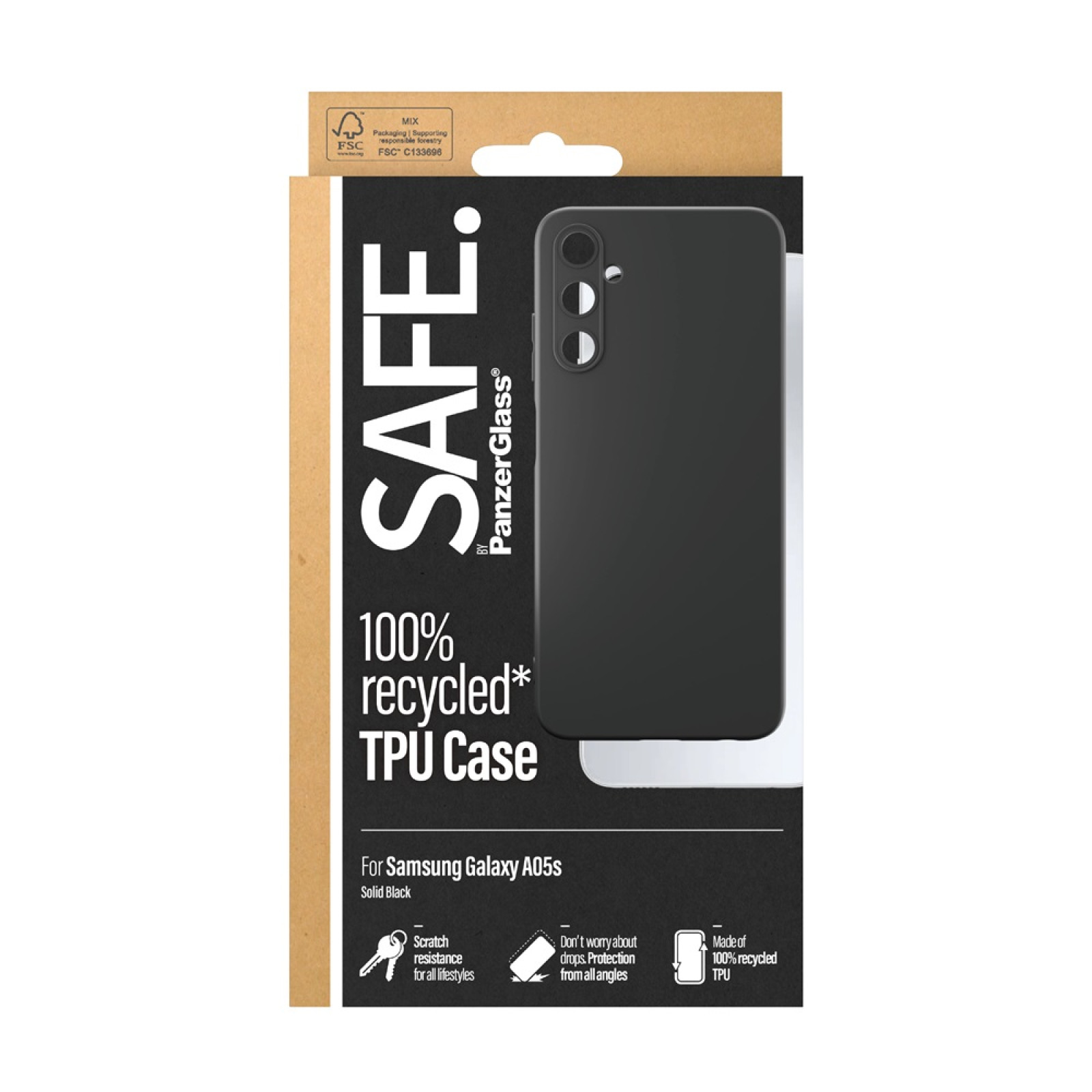 Гръб Safe за Samsung A05s, TPU, Черен
