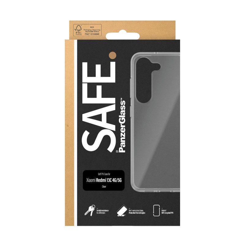Гръб Safe за Xiaomi Redmi 13C, TPU, Прозрачен