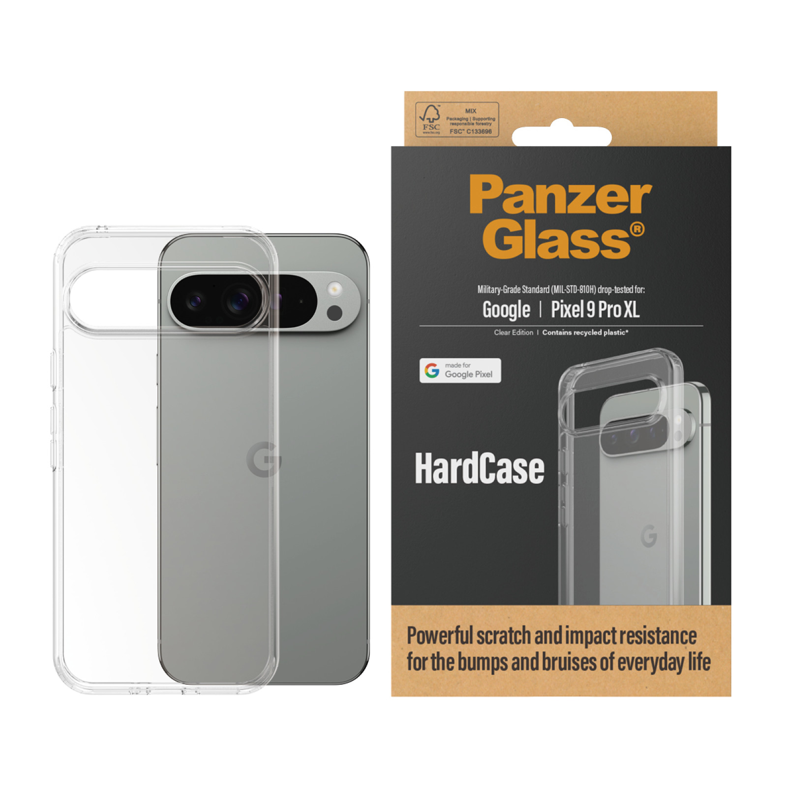 Гръб PanzerGlass за Google Pixel 9 Pro XL, Hard Case - Прозачен