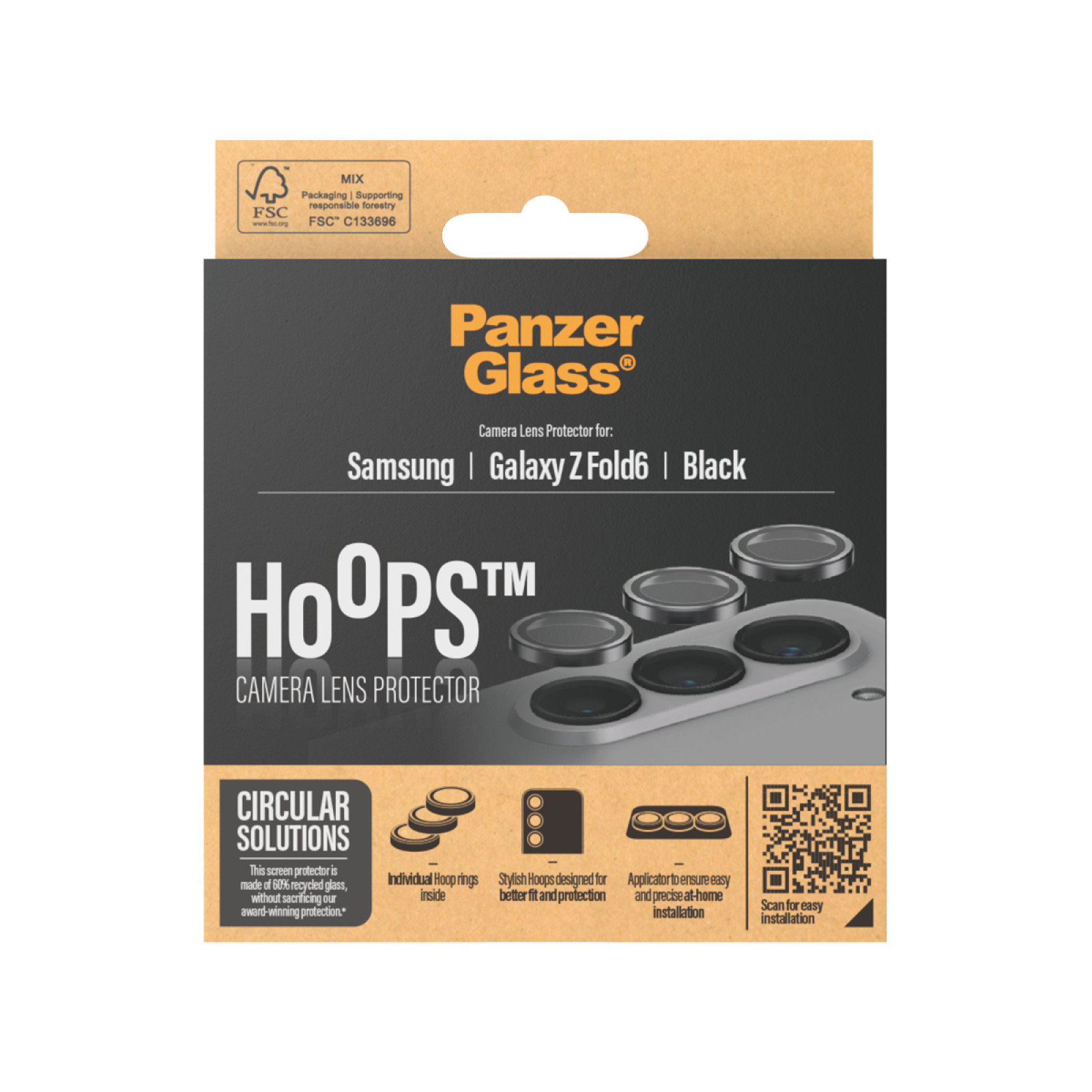 Стъклен протектор за камера PanzerGlass Hoops за Samsung Z Fold 6, Черен