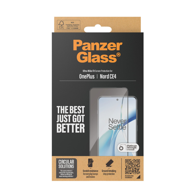 Стъклен протектор PanzerGlass за OnePlus Nord CE 4, UWF,Черен