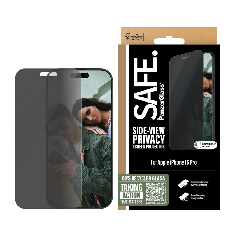 Стъклен протектор SAFE за iPhone 16 Pro, Privacy, Ultra-Wide Fit