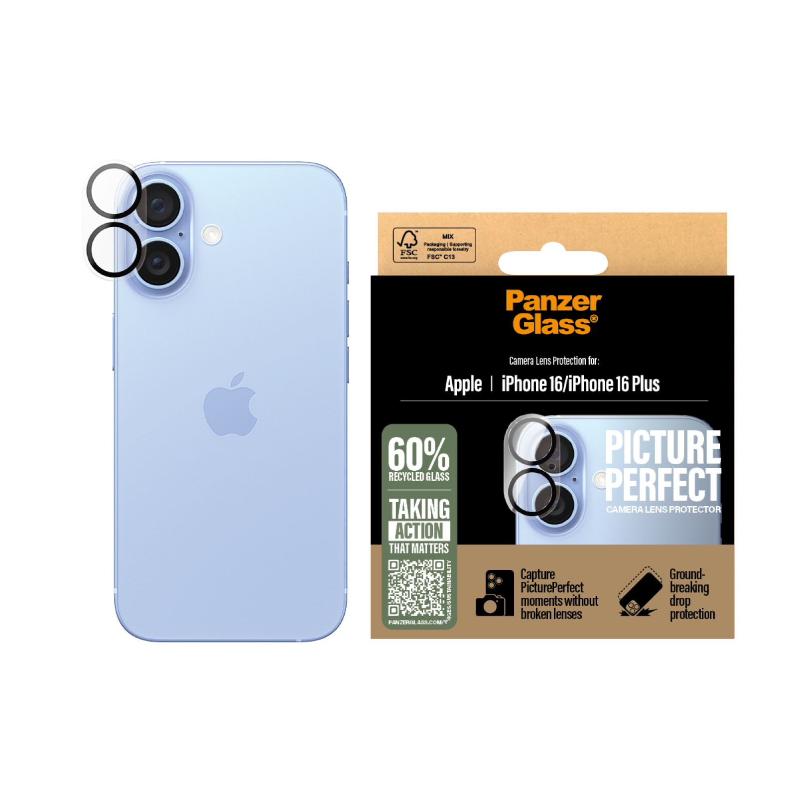 Протектор за камера PanzerGlass PicturePerfect Lens Protector за iPhone 16/16 Plus