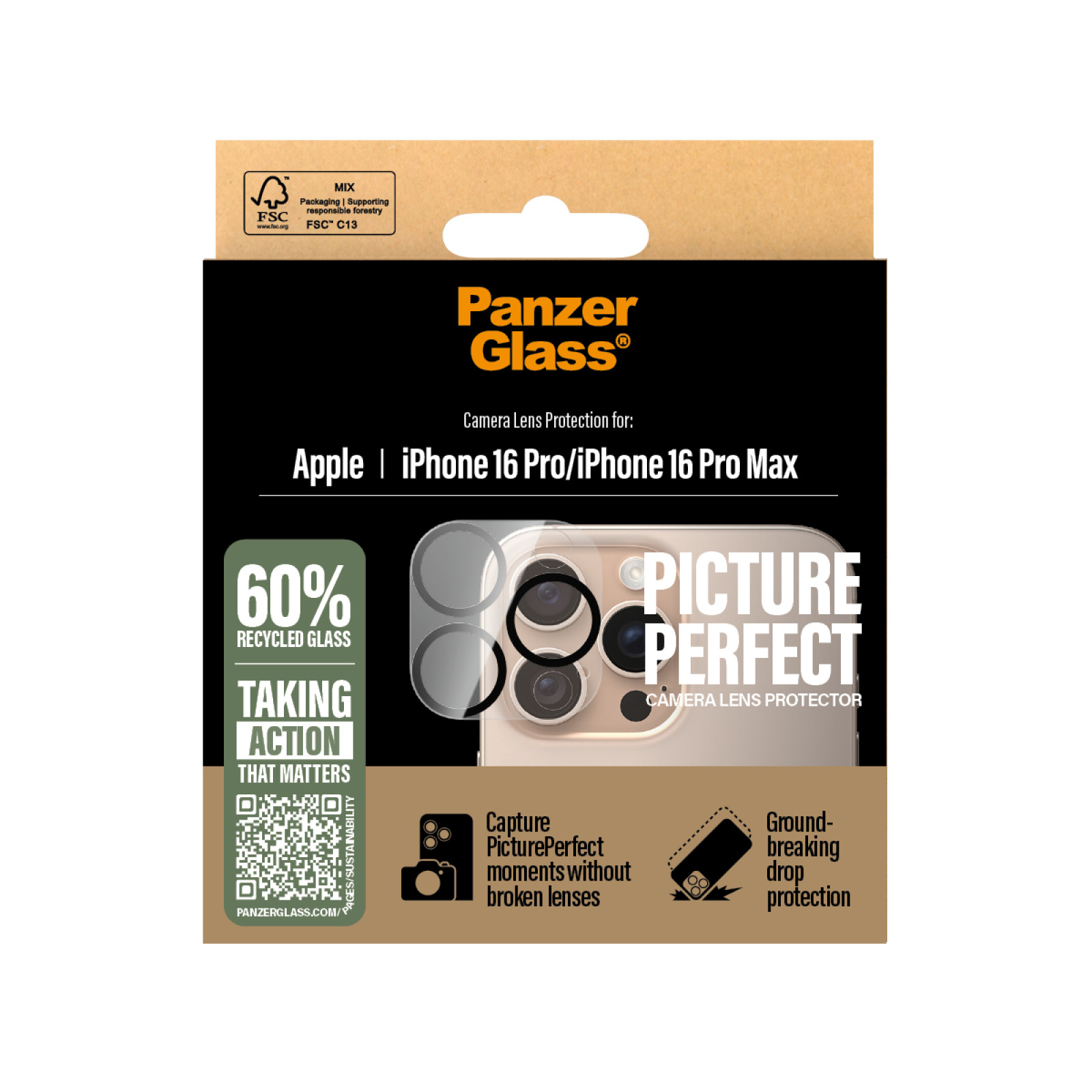 Протектор за камера PanzerGlass PicturePerfect Lens Protector за iPhone 16 Pro, 16 Pro Max