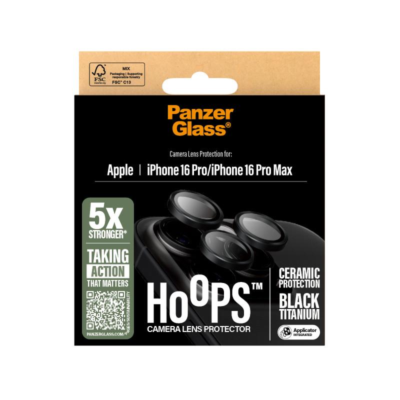 Протектор за камера PanzerGlass Hoops Ceramic Lens Protector за iPhone 16 Pro, 16 Pro Max