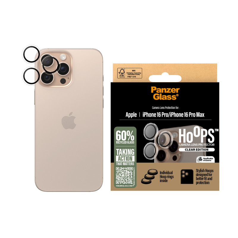 Протектор за камера PanzerGlass Hoops Transparent Lens Protector за iPhone 16 Pro,16 Pro Max