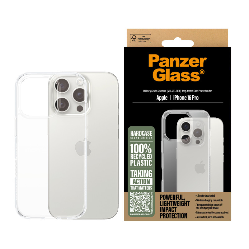 Гръб PanzerGlass HardCase за iPhone 16 Pro - Прозрачен