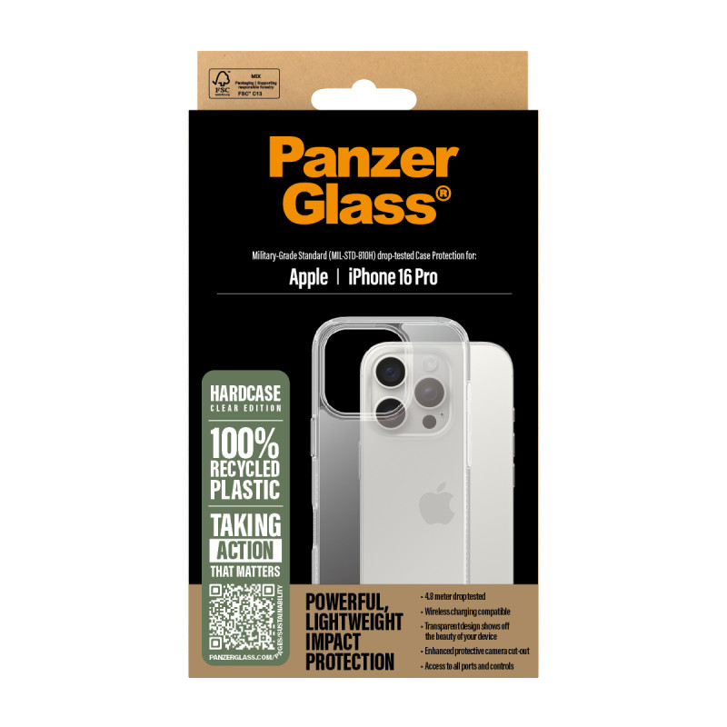 Гръб PanzerGlass HardCase за iPhone 16 Pro - Прозрачен