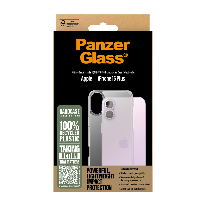 Гръб PanzerGlass HardCase за iPhone 16 Plus - Прозрачен