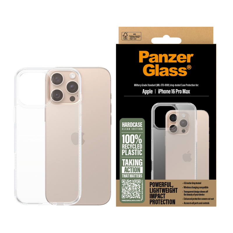 Гръб PanzerGlass HardCase за iPhone 16 Pro Max - Прозрачен